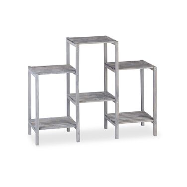 Стелаж для квітів Relaxdays сірого кольору з дерева