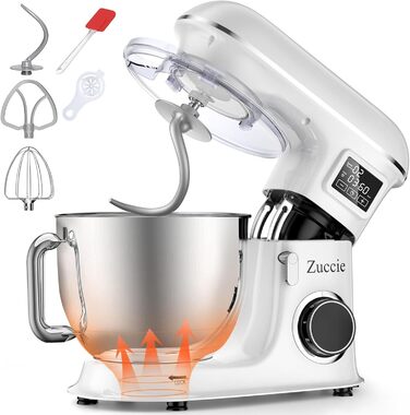 Кухонна машина 1500W 8L з 6 швидкостями, функцією ферментації та LCD-дисплеєм (біла)