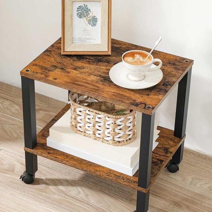 HOOBRO Підставка для принтера з 2 ящиками, 38 x 28 x 38 см, для офісу, темно-коричнева та чорна