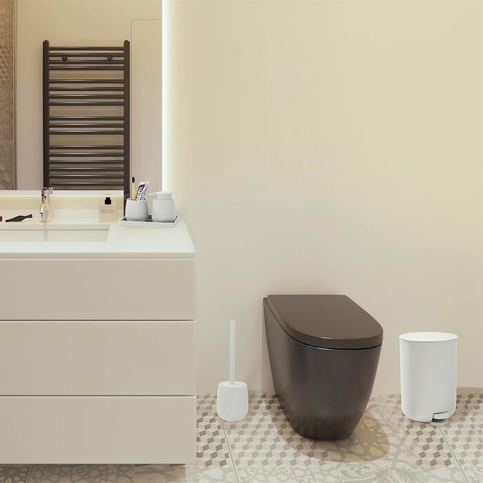 Набір для ванної кімнати Badset Beige: 5 предметів (сміттєвий контейнер, тримач для щітки, дозатор мила, стакан для зубної пасти, піднос)