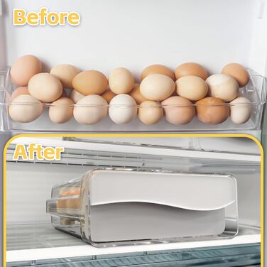 Контейнер для яєць Deecam: органайзер для холодильника на 20 яєць, прозорий, білий