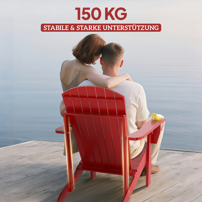 Садовий стілець Адірондак, крісло для вулиці, 72 см x 97 см x 92 см, червоний