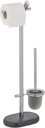 Набір для стоячого унітазу WENKO Puro - тримач для щітки для унітазу, сталь, 29 x 72 x 15,5 см, хром (антрацит)