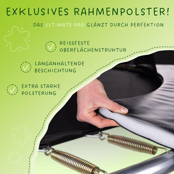 Батут Kinetic Sports 'Ultimate Pro' Ø 305 см для дітей з драбиною та захисною сіткою - чорно-неоново-зелений