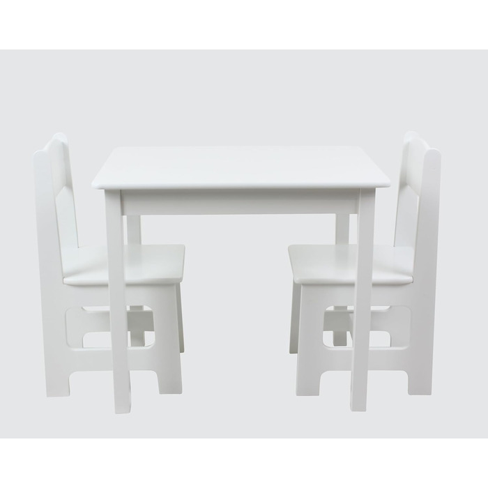Дитячий стіл та 2 стільці - комплект меблів для дитячої кімнати, 60x50x50 см (білий/білий)
