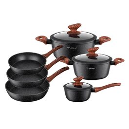 Набір посуду FLORINA MASTER BLACK 6 предметів: каструлі та сковороди з алюмінію з кришками, для індукції, газу, електроплити, кераміки. Можна мити в посудомийній машині