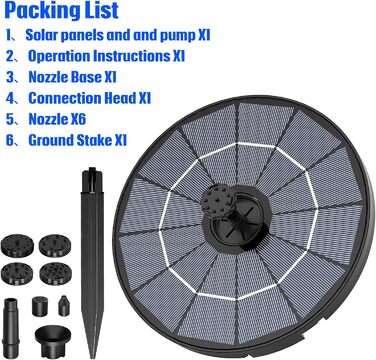 Сонячний відкритий фонтан AISITIN зі знімною сонячною панеллю 2,8 Вт, відкритий сонячний фонтан 2 в 1 своїми руками з фіксованим кронштейном, насос для ставка з 6 ефектами для саду, ставка, ванни для птахів, води своїми руками