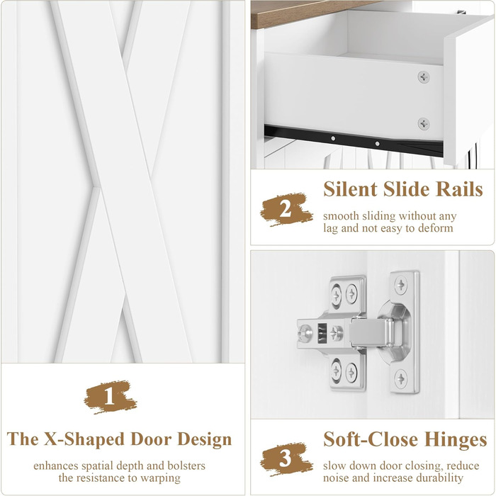 Sideboard HOCSOK 120 см: кухонний буфет з полицями, 2 шухляди, 4 дверцята, чорний та коричневий колір