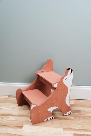 Дитячий тритухольдер Wild Kids з дерева, 2 сходинки, для ванної кімнати, у стилі Монтессорі (світло-рожевий)