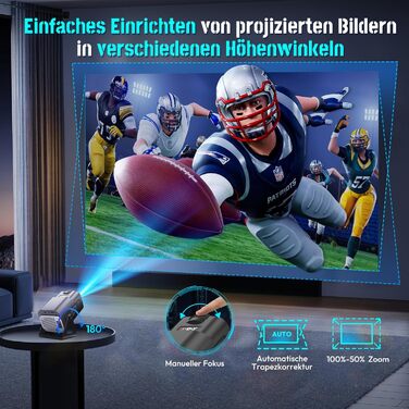 Портативний проєктор Xgody Gimbal 3: 12000 Люмен, Android 11.0, WiFi 6, Bluetooth, 720P HD (підтримка 4K), Автоматичне вирівнювання зображення, для домашнього кінотеатру (білий/чорний)