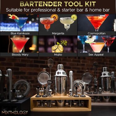 Набір бармена Mixology 31 предмет: професійний шейкер, інструменти та аксесуари для дому. Колір: темно-вишневий (Dark Cherry)