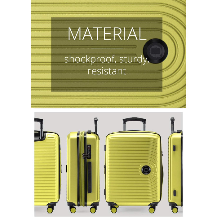 Набір валіз Hauptstadtkoffer Mitte (3 шт.) з цифровою біркою для багажу - дорожні валізи 55/68/77 см + брелок з QR-кодом, 4 подвійні колеса, міцний корпус ABS, XL-розширення об'єму, TSA-замок, (Farn, 55 см)