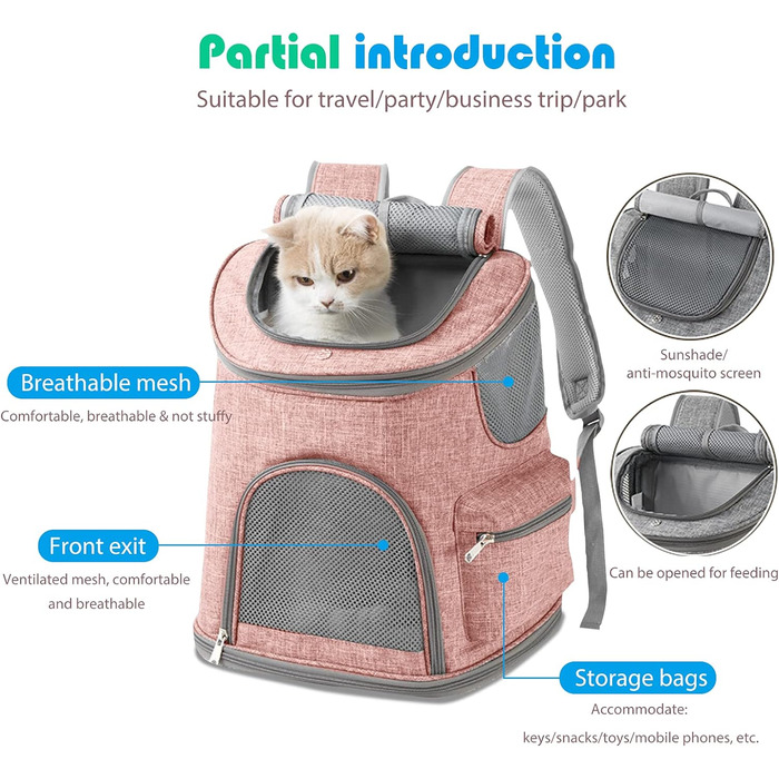Рюкзак для собак PETCUTE, дихаючий, з матрацом, складаний, з запобіжним повідцем, для зовнішнього використання, макс. 50 символів
