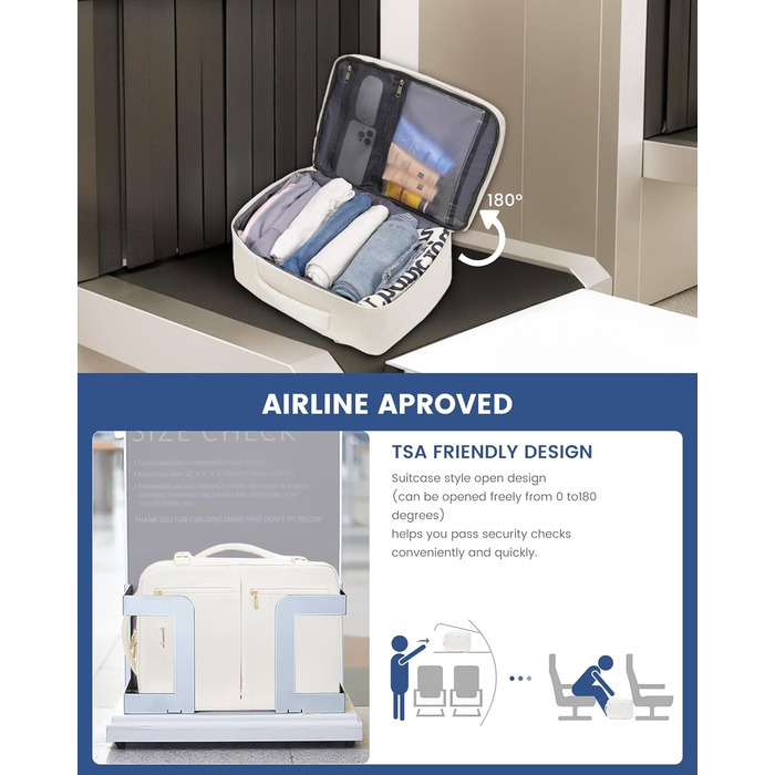 Рюкзак LOVEVOOK для ручної поклажі 40x30x20, дорожній рюкзак для жінок та чоловіків, ручна поклажа, рюкзак для подорожей 24л для 14-дюймового ноутбука, рюкзак-валіза з USB для роботи, бізнес-подорожі (40 x 20 x 25 см (14 дюймів), Бежевий)