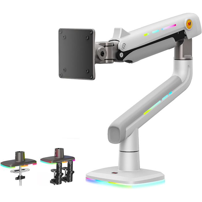 Кріплення для монітора NB Ergonomic для широких моніторів до 60 дюймів, RGB, білий, VESA 75/100, до 20 кг