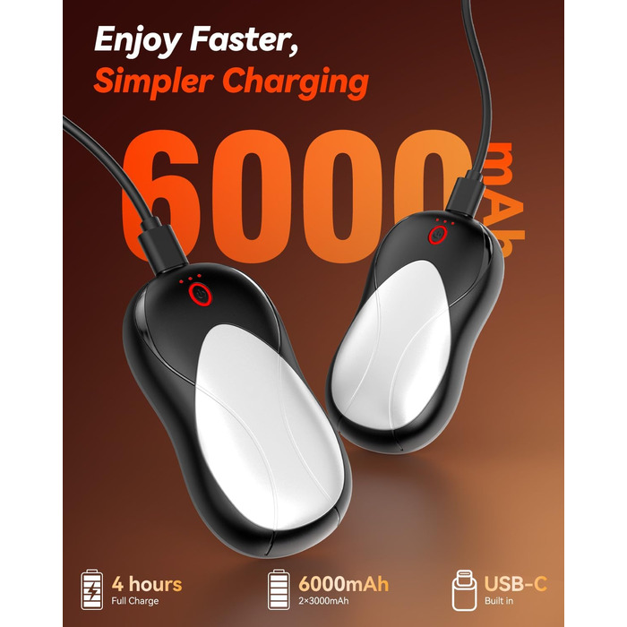 Електричні грілки для рук PHEJIE, 2 шт. з підзарядкою, 3 режими нагріву, портативні, для активного відпочинку, кемпінгу, гольфу, подарунок для жінок та чоловіків (чорний, срібний)