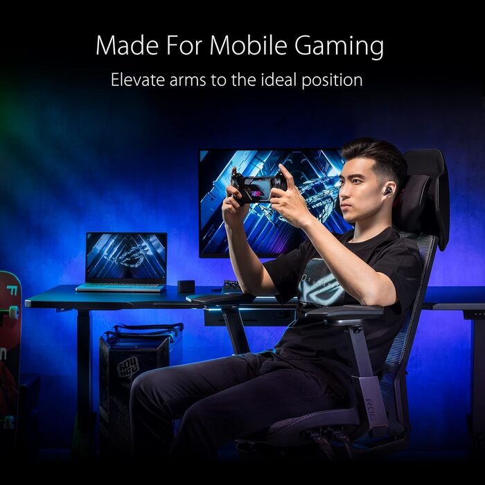 Ігровий крісло ASUS ROG Destrier Ergo (чорний) з регульованими підлокітниками та підтримкою попереку