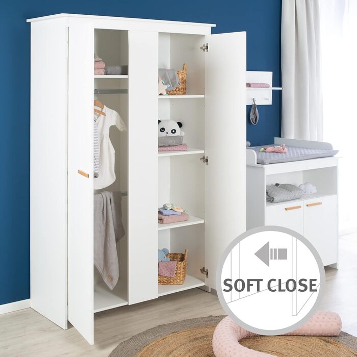 Комплект для дитячої кімнати Roba 'Антон' білий: пеленальний столик з 2 дверцятами, 1 поличкою, висота 90 см, пеленальний вкладиш