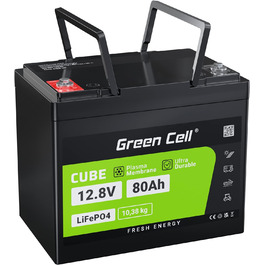 Акумуляторна батарея Green Cell LiFePO4 80 Ah 12,8 V 1024 Втгод з BMS, термін служби для автофургону 10 років