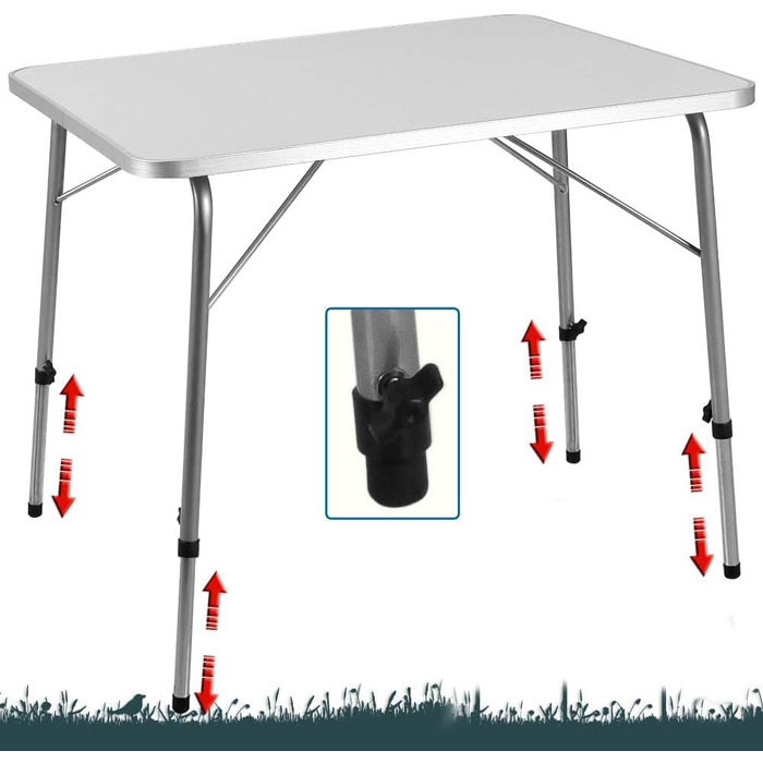 Кемпінговий стіл Casaria Alu Складний регульований по висоті 80 х 54 см Складний легкий розкладний стіл Алюмінієвий садовий стіл Кемпінгові меблі Відкритий