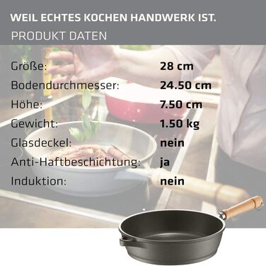 Сковорода Berndes BONANZA 28 см, алюмінієвий литий корпус, антипригарне покриття, квадратна, сіра