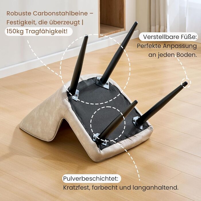 CLIPOP Стільці для їдальні Ретро Штучна шкіра М'який стілець для їдальні зі спинкою та міцними металевими ніжками, кухонні стільці, м'який стілець для дому/офісу (Бежевий, 4)