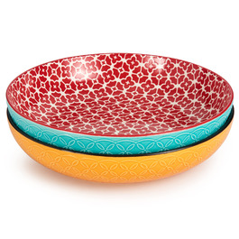 Салатник DOWAN 2000 мл, набір 2 шт, діаметр 24.1 см, порцеляновий, для пасти, мікрохвильова піч, посудомийна машина, штабельовані, різнокольорові