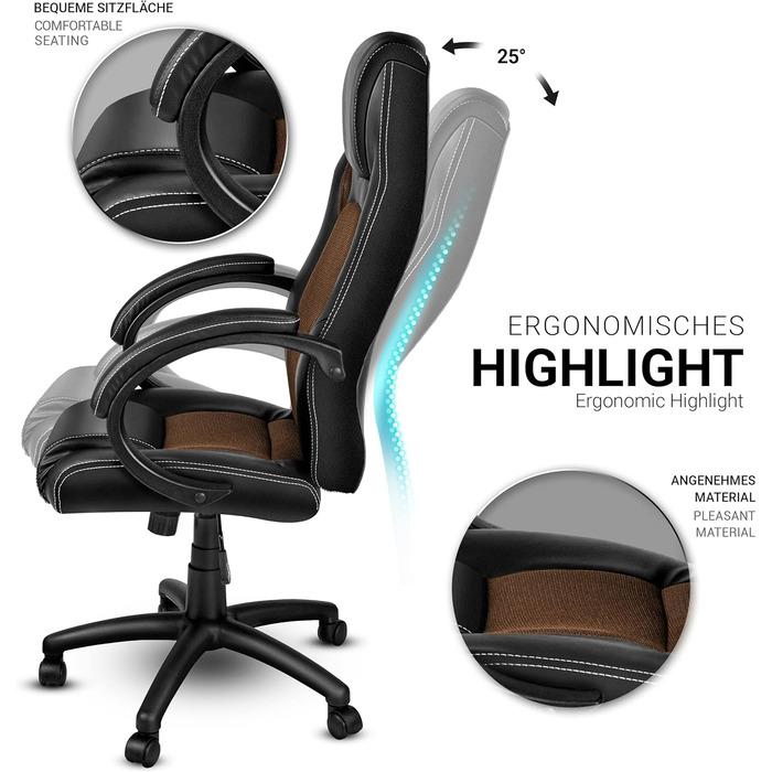 Офісне крісло TRESKO Racing Executive Chair, 14 кольорів, м'які підлокітники, кулісний механізм, протестовано SGS