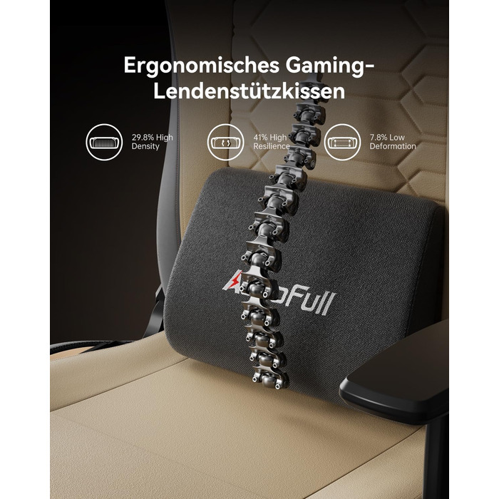 Ігровий крісло AutoFull C3 з ергономічним дизайном | Крісло з регульованими підлокітниками, підставкою для ніг, подушкою для голови та попереку | Макс. навантаження 150 кг | Зручна тканинна оббивка (Колір: Коричневий)