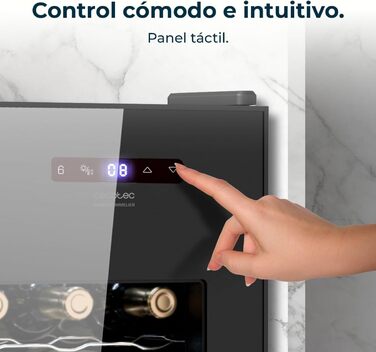 Винний холодильник Cecotec Bolero Grandsommelier 830 Coolcrystal: 15 пляшок, чорний, терморегулювання 8-18°C, LED, без шкідливого газу