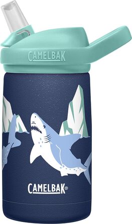 Пляшка для води CamelBak Unisex для дорослих Eddy Kids SST з вакуумною ізоляцією 350 мл/12 унцій, POLAR SHARKS, 12 унцій