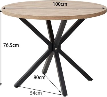 Обідній комплект на 5 персон: круглий стіл 100 см та 4 стільці (голландський фліс). Підходить для кухні, вітальні, балкону, ресторану, офісу. Темне дерево + світле дерево (темно-коричневий)