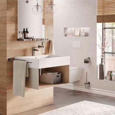 Настінний тримач для рушників Lenz Juna in, графіт, 40 см, з антибліковою поверхнею, для кріплення на стіну (на клей або шурупами)