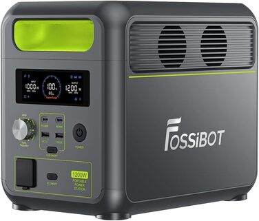Портативна електростанція FOSSiBOT F1200: 1024Wh LiFePO4, 1200W AC (2400W пік), 100W USB-C, зарядка за 45 хв, для кемпінгу, RV, подорожей