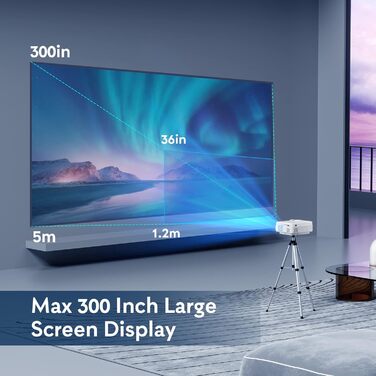 Beamer YEZMEK 5G WiFi Bluetooth: Міні проєктор LED 1080P Full HD з підтримкою 4K, Wi-Fi, Bluetooth, HDMI, USB, TF для дому та кінотеатру