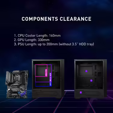 Ігровий корпус MSI MAG Forge 112R, середній форм-фактор, скляна бокова панель, 4 aRGB вентилятори 120 мм, підтримка водяного охолодження 240 мм