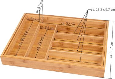 Лоток для столових приборів bremermann висувний // бамбук // вставка в шухляду 33,7-50x44,7 см