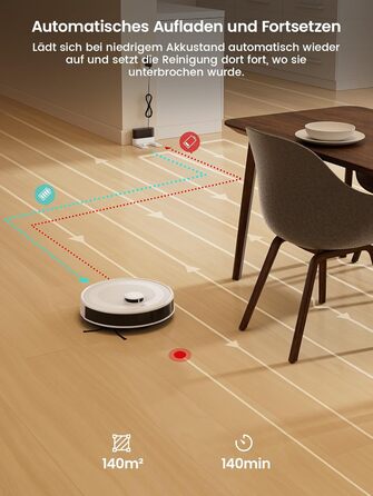 Робот-пилосос LEFANT M2 з функцією миття, багатошарове мапування, керування через APP/Alexa, Wi-Fi 2.4G/5GHz, для шерсті тварин, килимів та твердих підлог