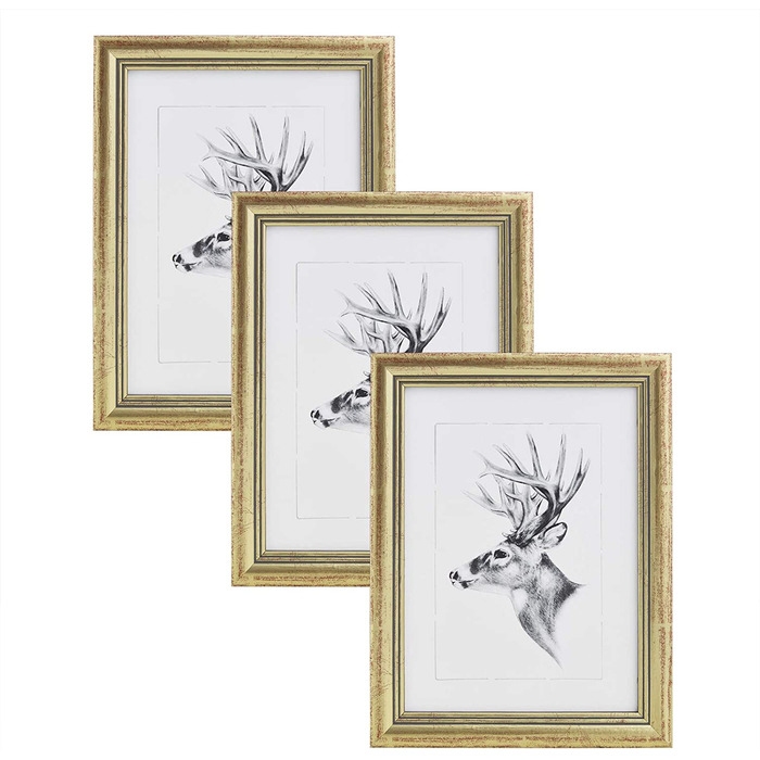 Комплект з 3 рамок для фотографій в стилі Artos дерев'яна рамка Фотогалерея скляна панель, (золото, 30x40)