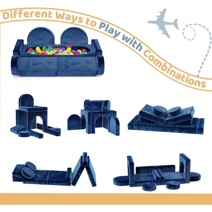 Модульне дитяче диван-конструктор 12 в 1 – сертифікат CPC, дитячий диван-трансформер, дитячий кушетка з міцних пінопластових подушок, ідеальний для дитячої кімнати