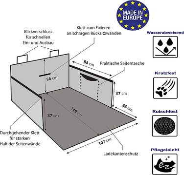 Чохол для багажника PaulePet зі штучної шкіри для собак 4 розміру-чохол для собак автомобіль багажник позашляховик, Універсал, XXL-чохол для багажника з захистом по краях багажника водостійкий, легкий у догляді і стійкий до подряпин (XXL)