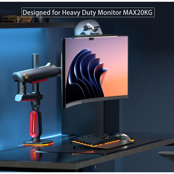 Кріплення для монітора NB Ergonomic RGB, 32-60 дюймів, для широких та вигнутих моніторів, максимальне навантаження 20 кг, VESA 75/100 мм (червоний)