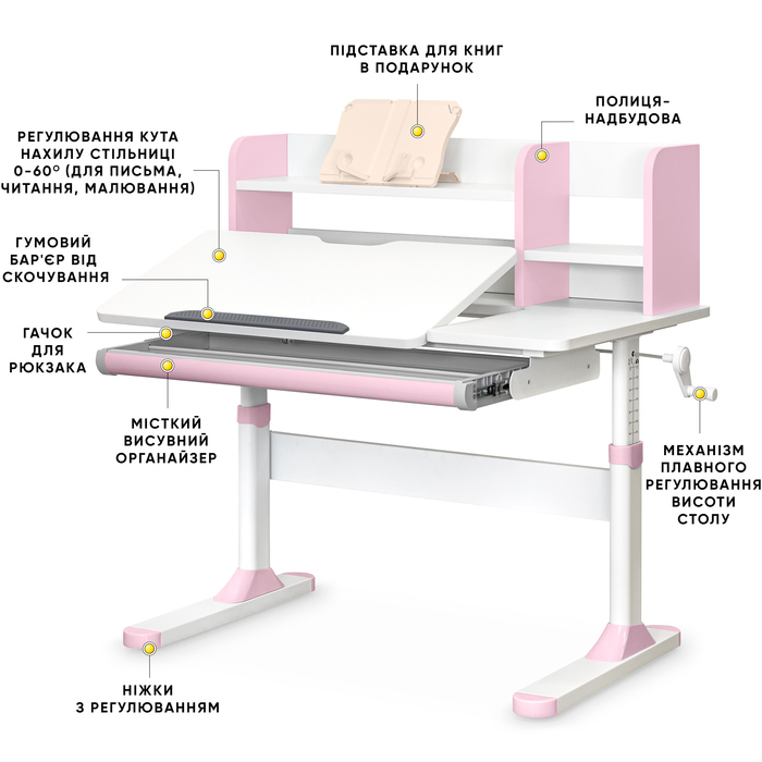 Дитячий стіл Evo-kids TH-330 Pink (арт. TH-330 W/PN)
