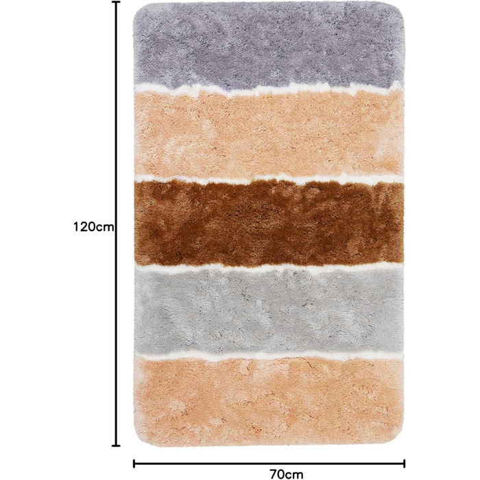 Килимок для ванної кімнати Rio Marina: м'який, пухнастий, антиковзний, 70 x 120 см, лосось/сірий/коричневий