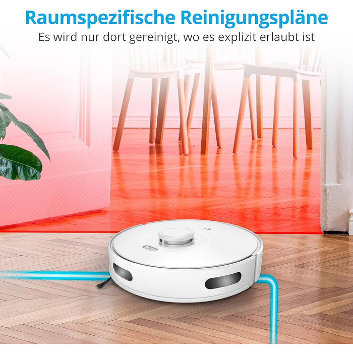 Робот-пилосос MEDION X10 SW з лазерною навігацією та функцією миття підлоги (2700Pa, 2-в-1, точна картографія, зони заборони, кілька поверхів)