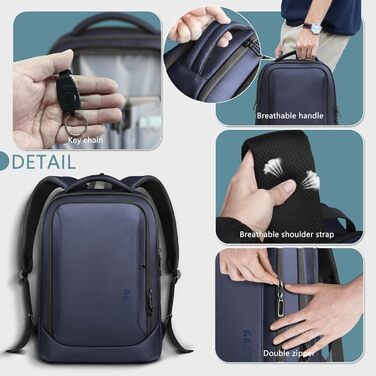 Чоловічий рюкзак для ноутбука Heroic Knight: діловий, з USB-зарядкою, антикрадійний, 17.3