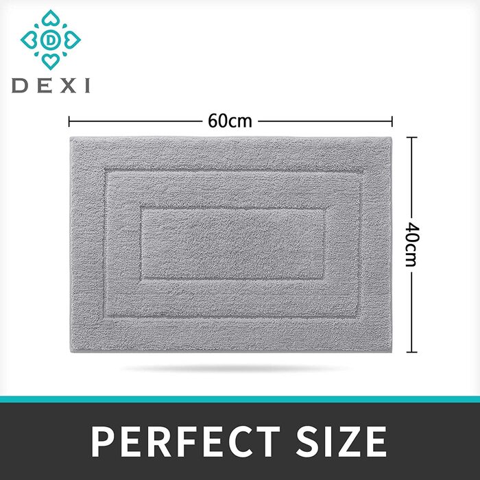 Килимок для ванної DEXI нековзний м'який килимок для ванної Водопоглинаючий килимок для ванної можна прати в пральній машині Килимки для ванної кімнати для душу, ванни і туалету- (40 х 60 см, світло-сірий)