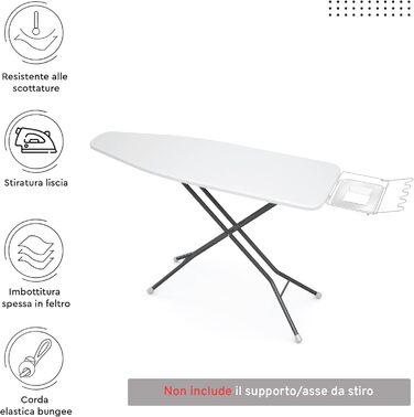 Чохол для прасувальної дошки Encasa XO Mini з потовщеною підкладкою, однотонний, гумкою (підходить для стандартних дошок 125x39 см), з відбиттям тепла - Білий L