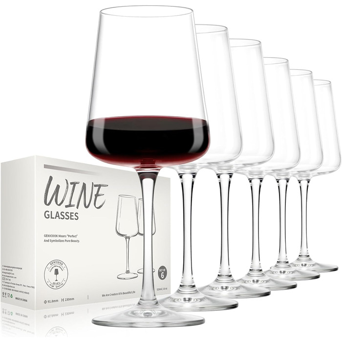 Набір келихів для вина PROST! 6 шт. 491 мл, без свинцю, для червоного вина, вечірок та компаній