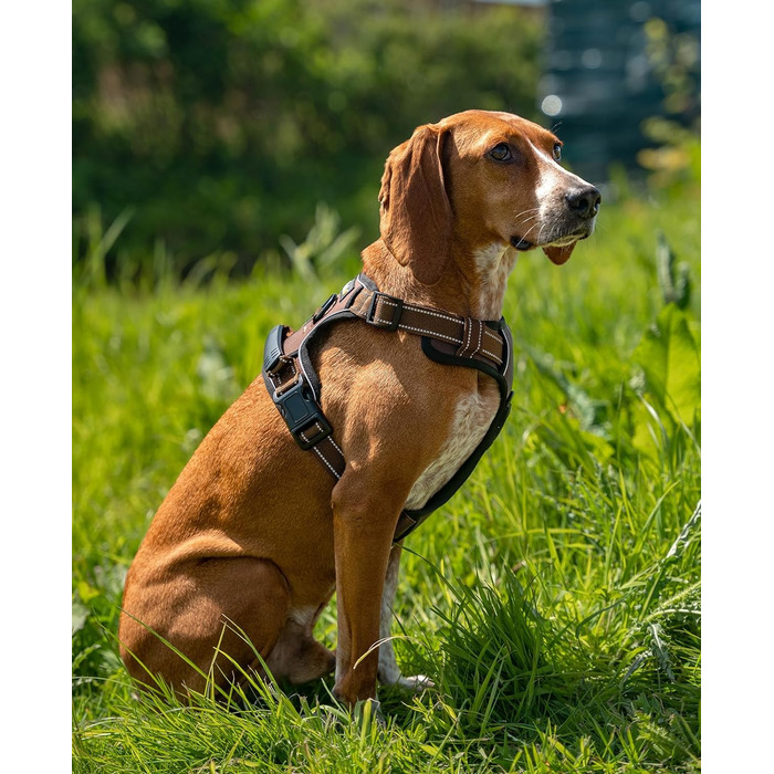 Шлейка для собак, що відбиває тягу, захисна шлейка, регульована (M, коричнева)